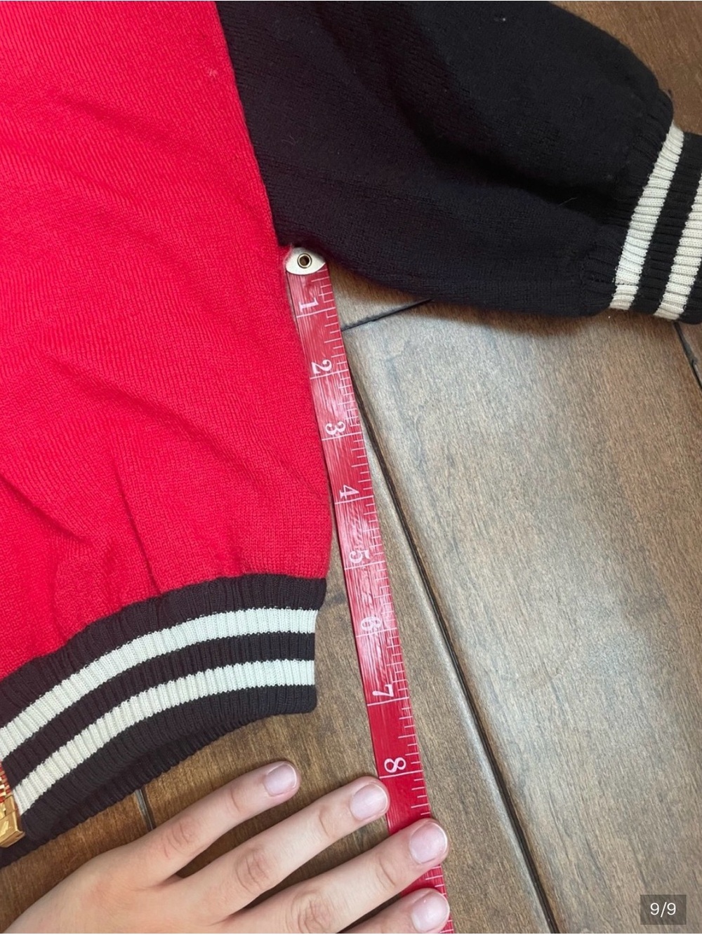 Moschino Red and Black Cropped Varsity Jacket with Gold Zip Size 6 - Picture 9 of 9